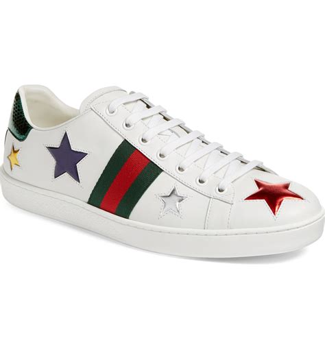 gucci new ace star sneakers|gucci ace embellished leather sneakers.